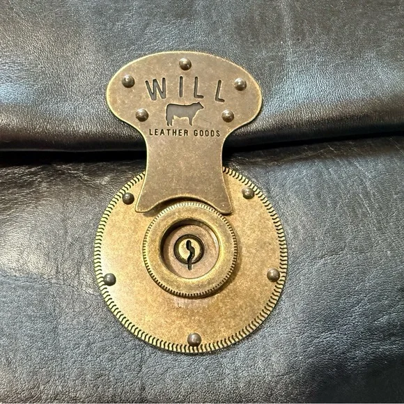 Will Leather Goods Dark Leather Bag with Brass Accent - Picture 3 of 4